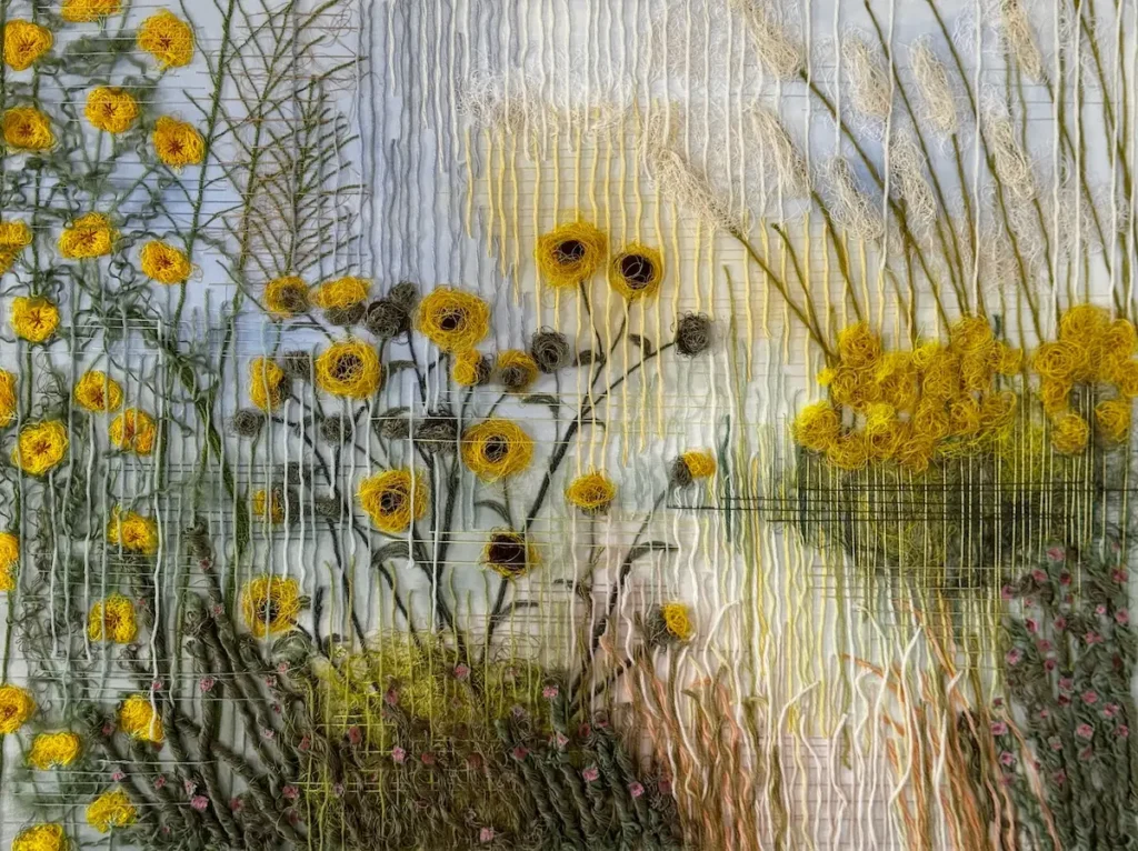 Autumn Wandering fiber art by Irmgard Geul
