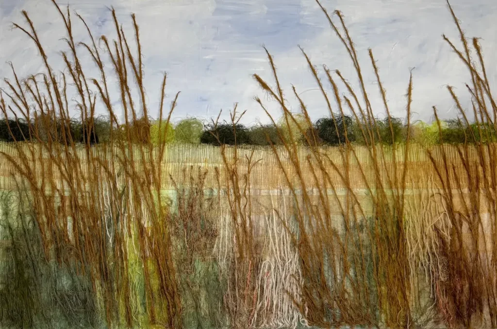 Follow the Wind fiber art by Irmgard Geul