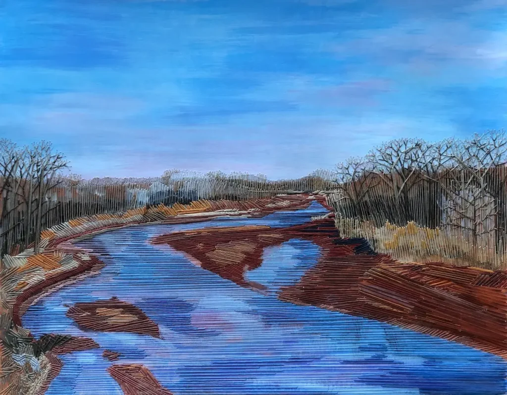 Washita River fiber art by Irmgard Geul