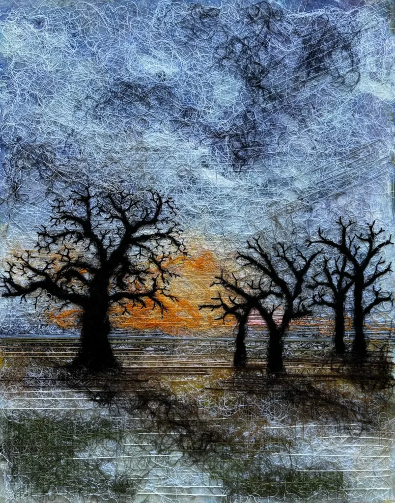 Winter Veins fiber art by Irmgard Geul