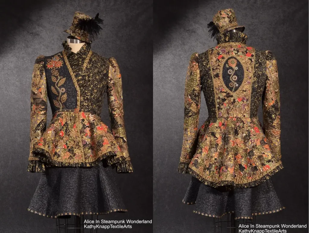 Alice in Steampunk Wonderland fiber art by Kathy Knapp