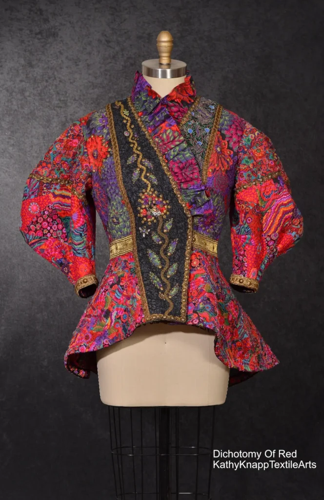 Dichotomy of Red fiber art by Kathy Knapp