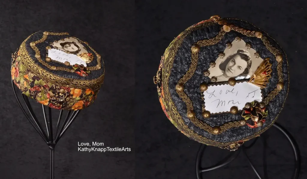 Love Mom fiber art by Kathy Knapp
