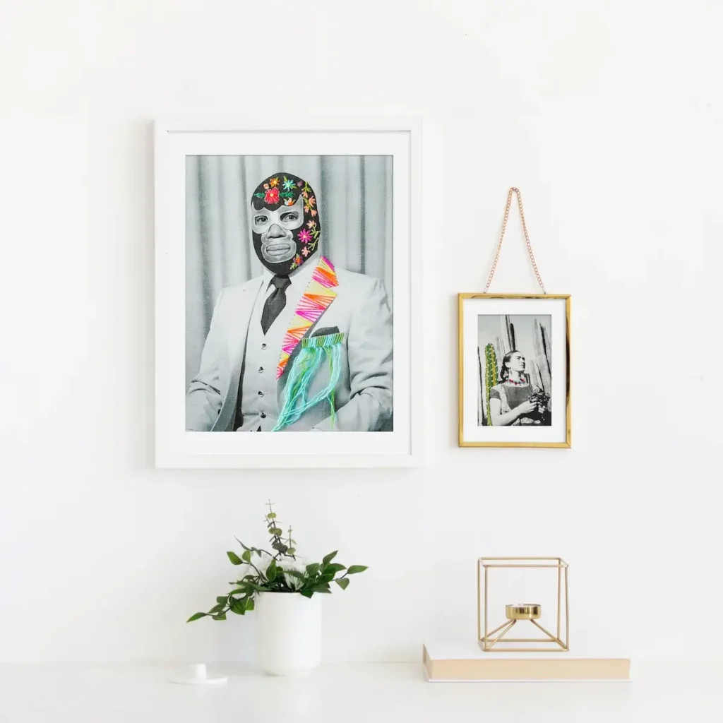 Man in a mask embroidered by Katia Herrera