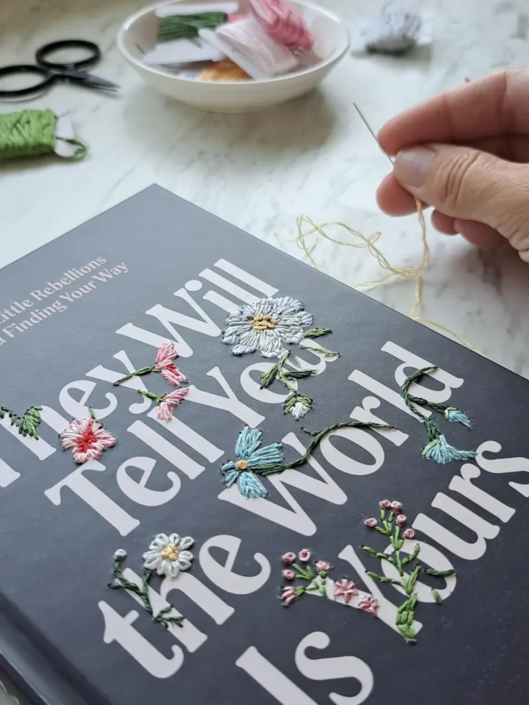 Embroidered bookcover by Katia Herrera