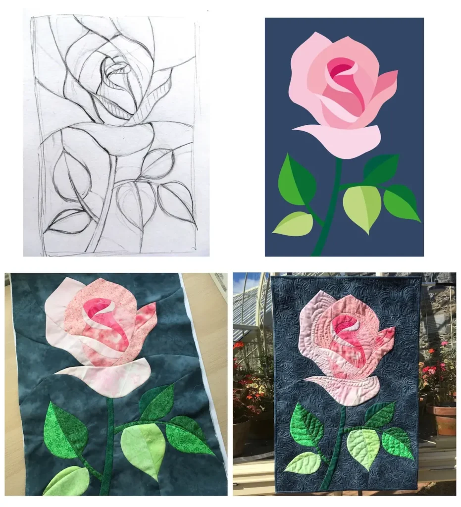 Lena Pugacheva from sketch to quilt