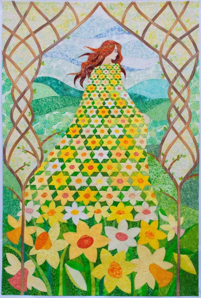 Brigid Brings the Spring fiber art by Lena Pugachova