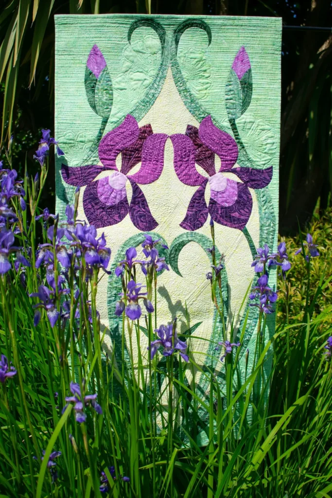 Iris Nouveau fiber art by Lena Pugachova