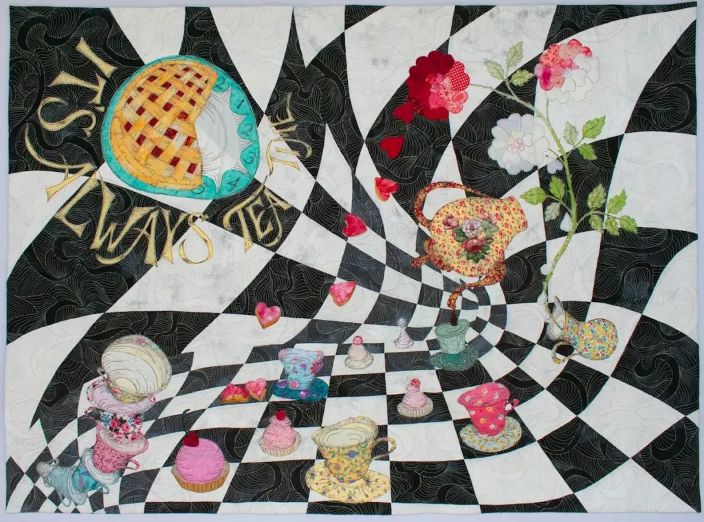 Mad Tea Party fiber art by Lena Pugachova