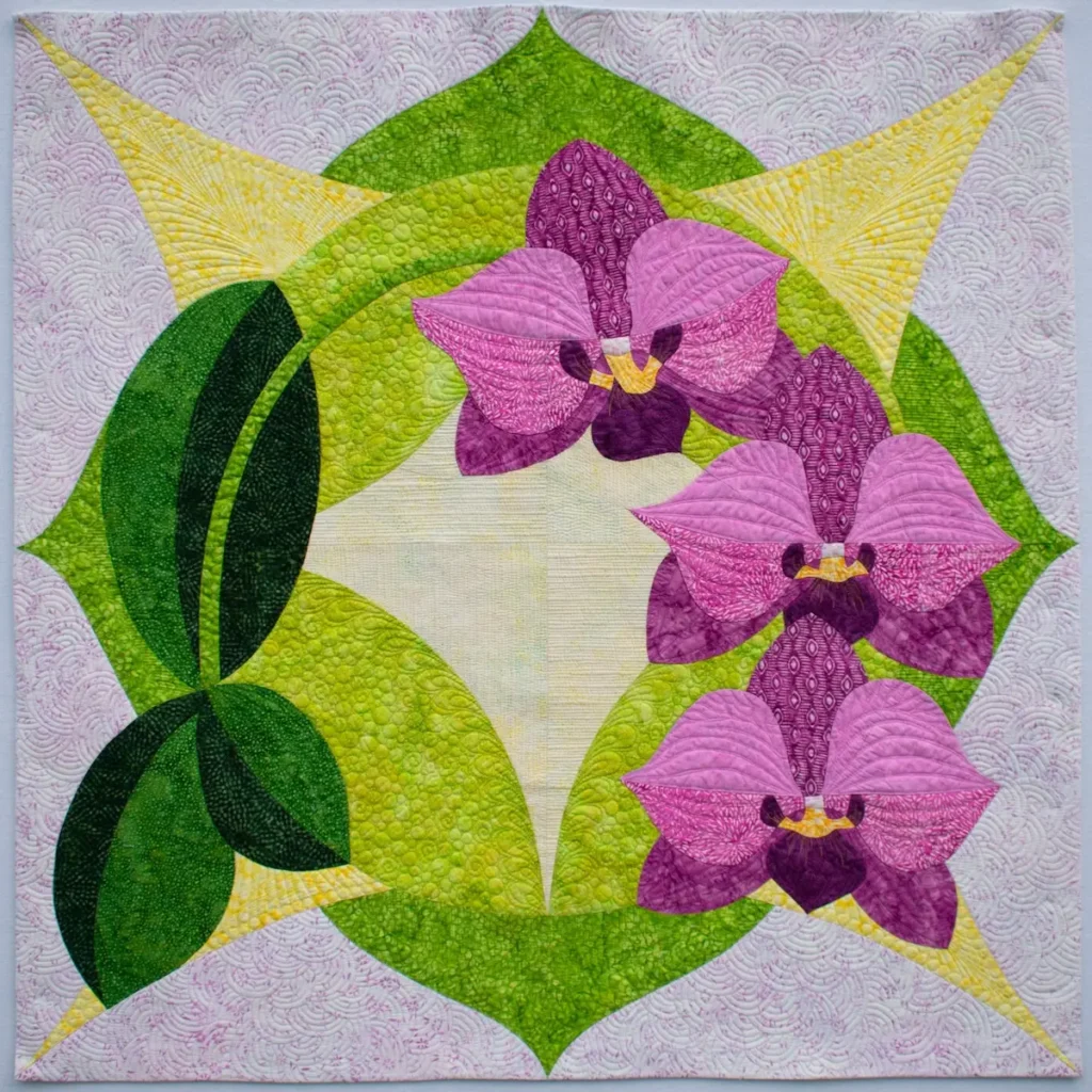 Oriental Orchids fiber art by Lena Pugachova