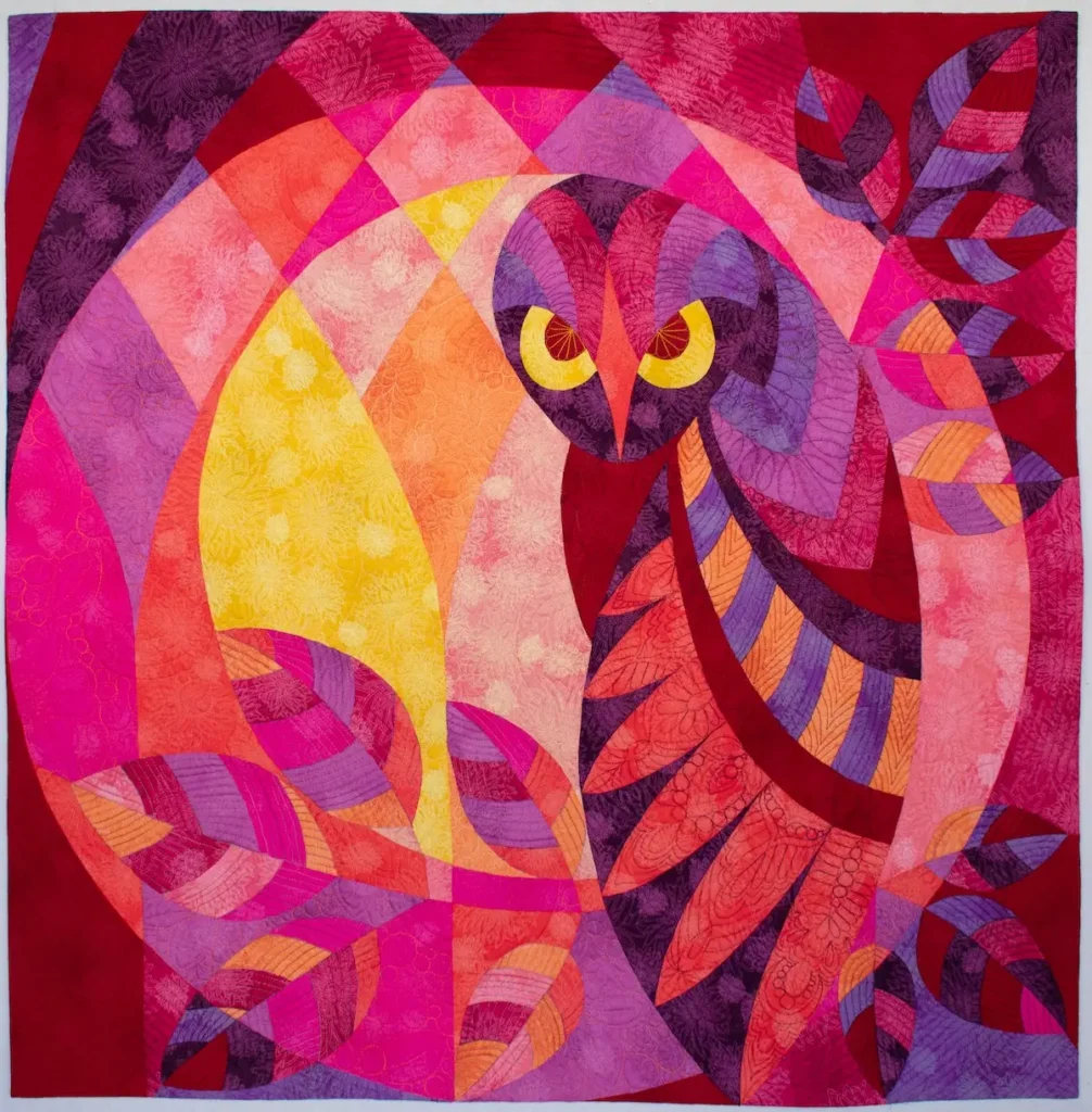 Owl Be Watching You fiber art by Lena Pugachova