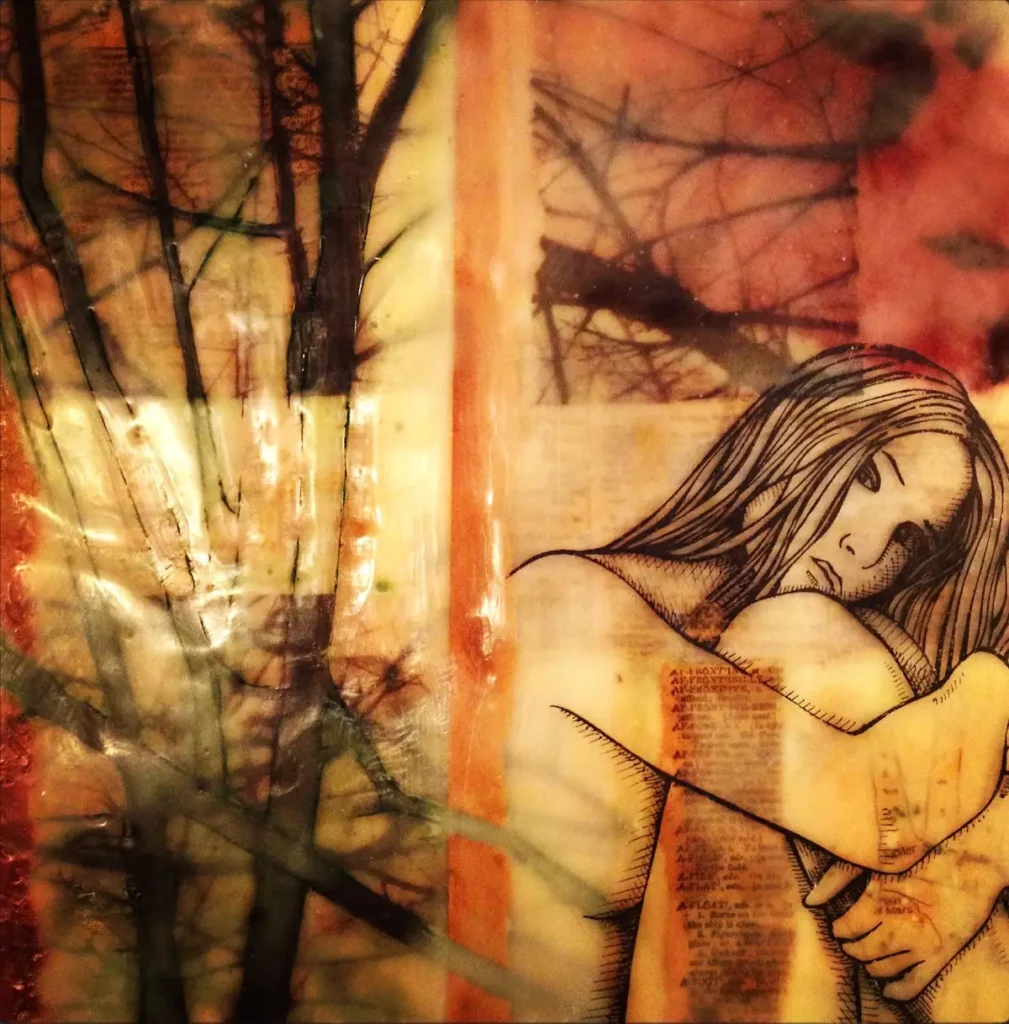 Afoat encaustic painting by Nikki May