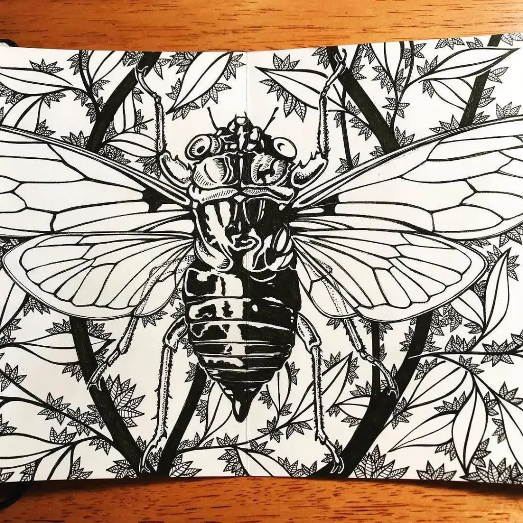 Cicada 1 drawing by Nikki May