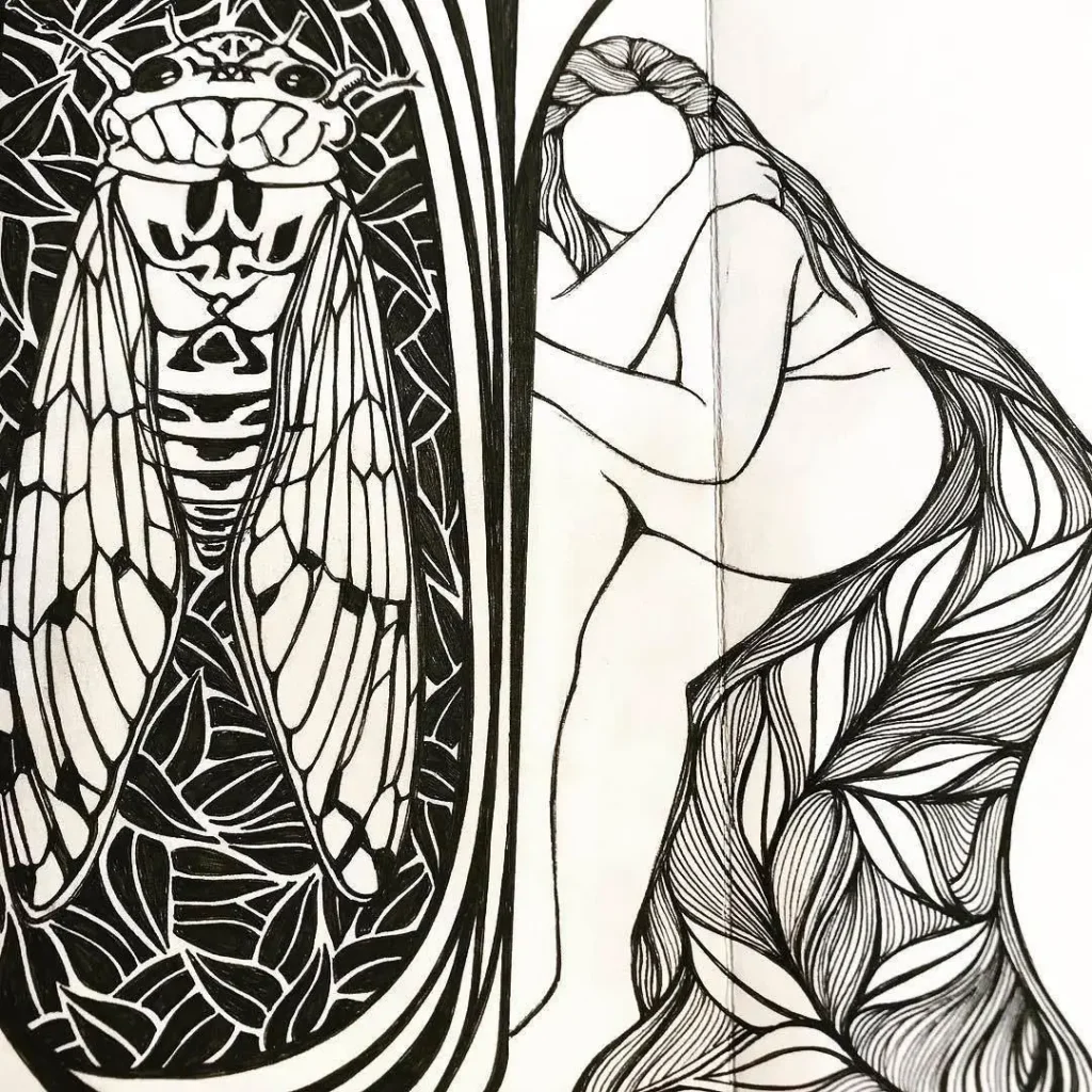 Cicada 2 drawing by Nikki May