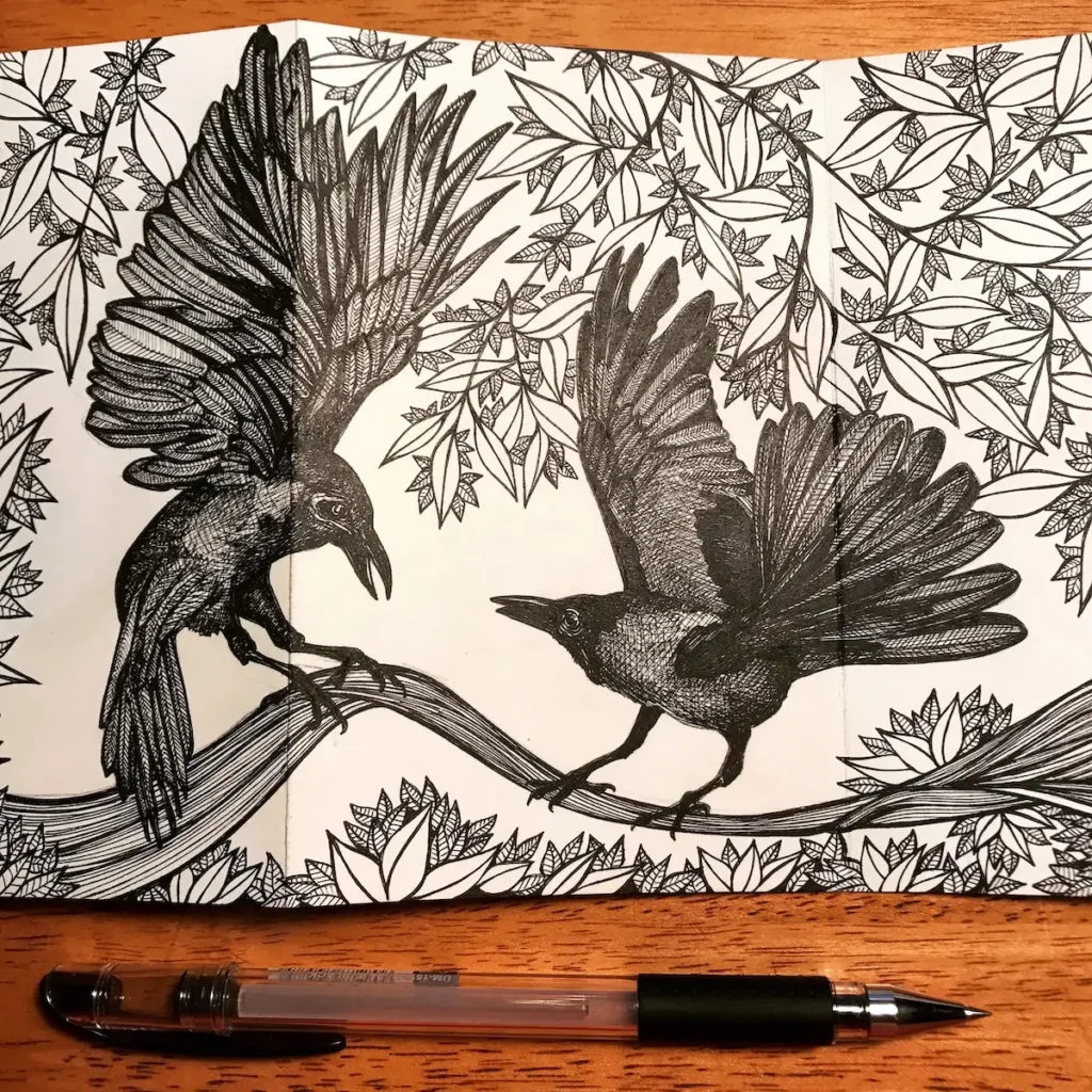 Crows drawing by Nikki May