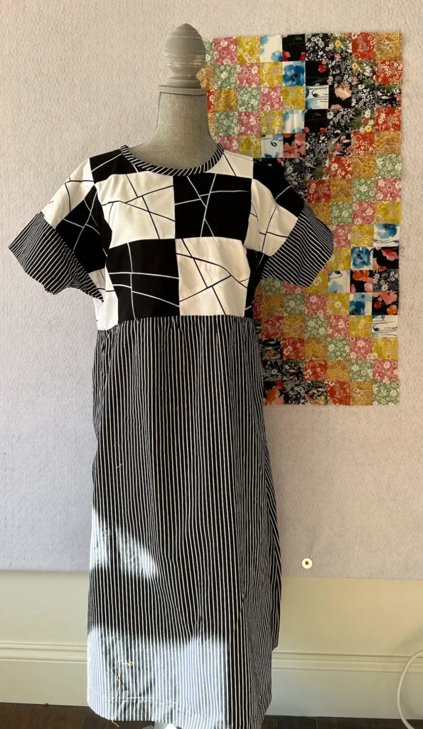 Fine lines quilt block for the bodice of a dress