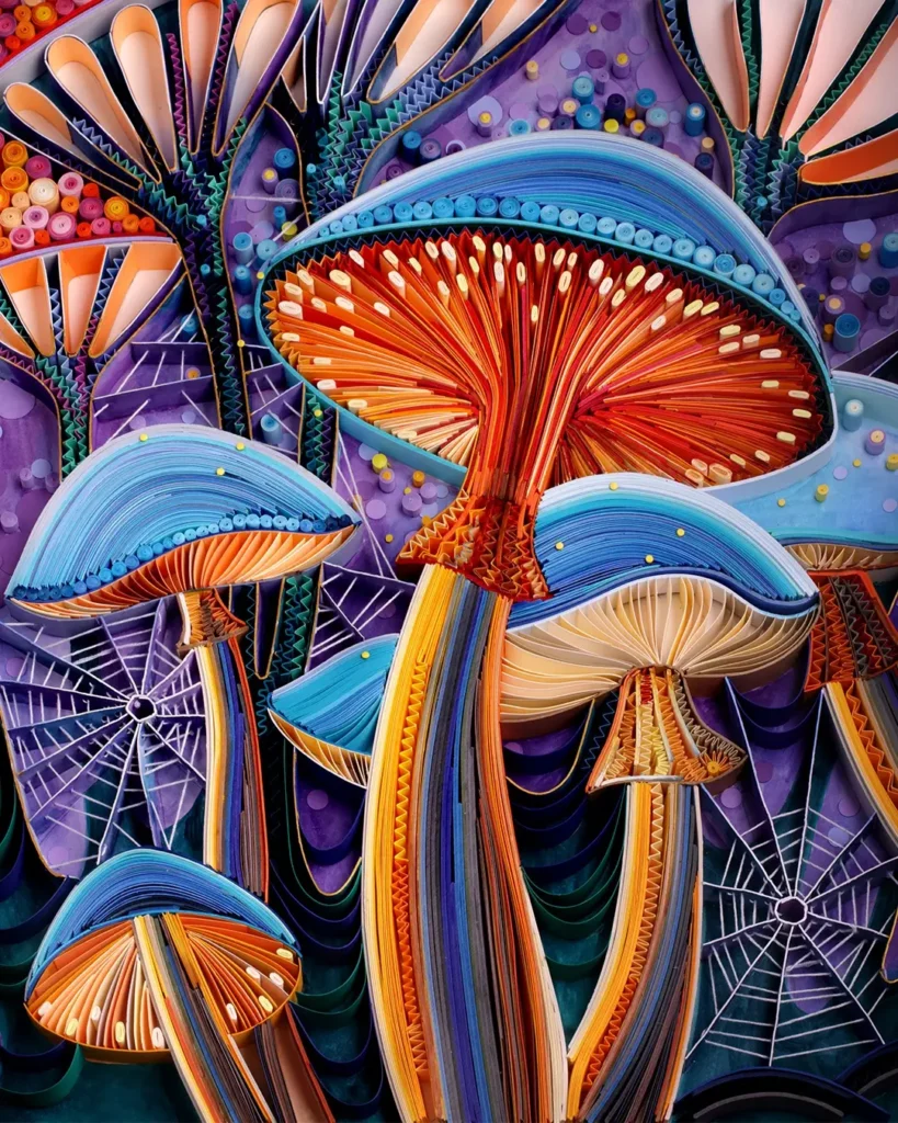Mushrooms paper art by Yulia Brodskaya