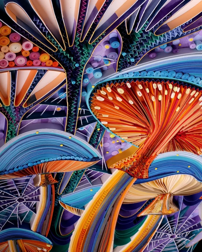 Mushrooms detail 7 paper art by Yulia Brodskaya