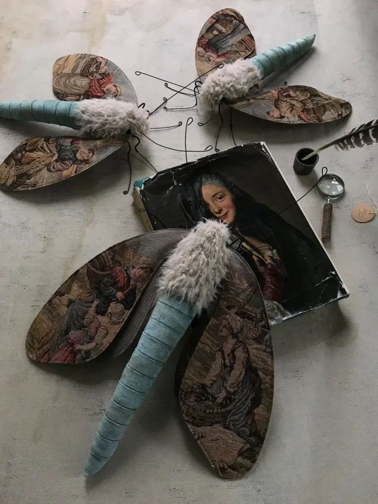 Trio of cloth moths made by Larysa Bernhardt