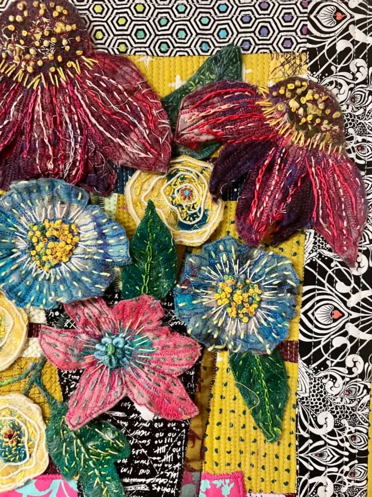 Felt Flowers fiber art by Margaret Grottenthaler
