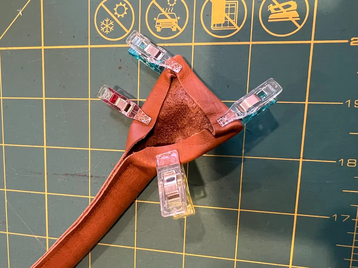 Patchwork tote fold in the bottom edge and secure with a clip