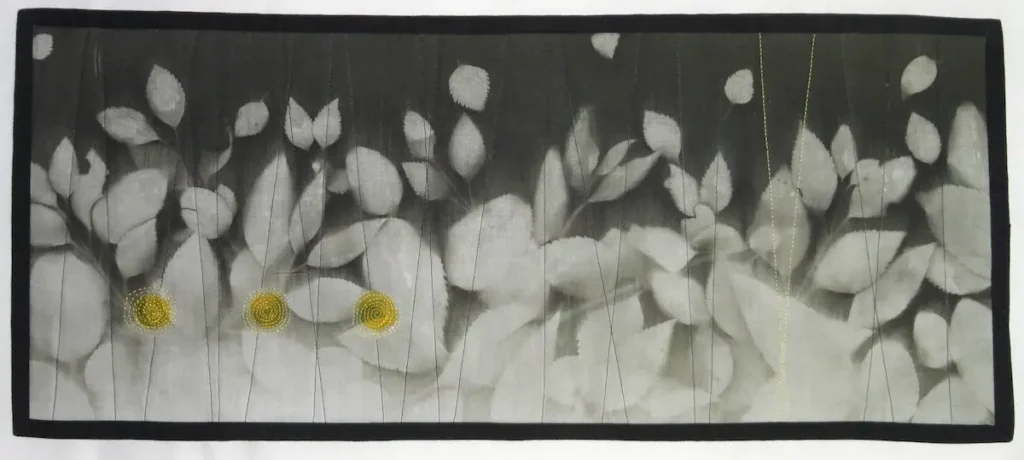 Fireflies fiber art by Polly Bech