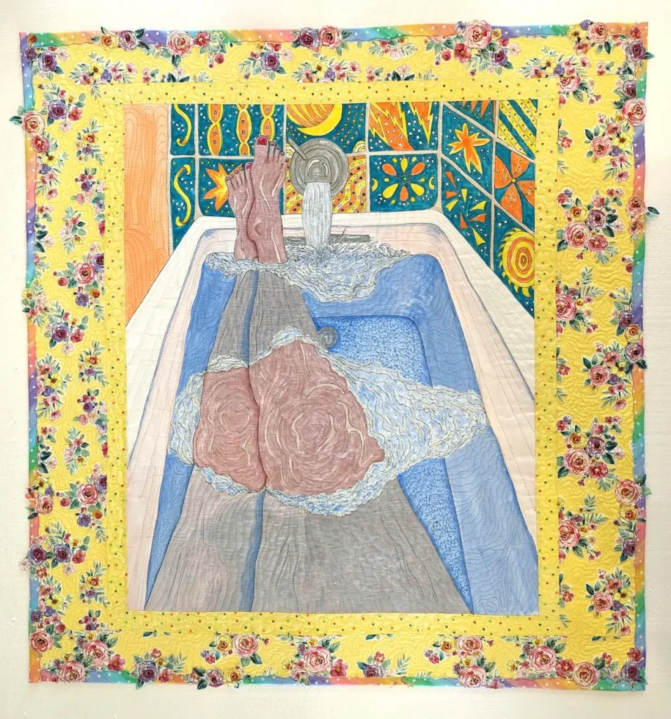 Islands in the Stream inks fiber art by Rosanna Lynne Welter