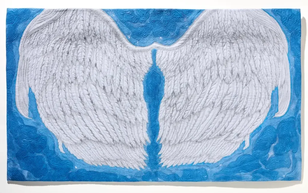 O That I Were An Angel inks fiber art by Rosanna Lynne Welter