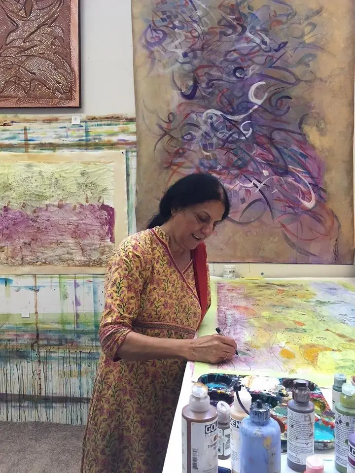 Salma Arastu in her studio