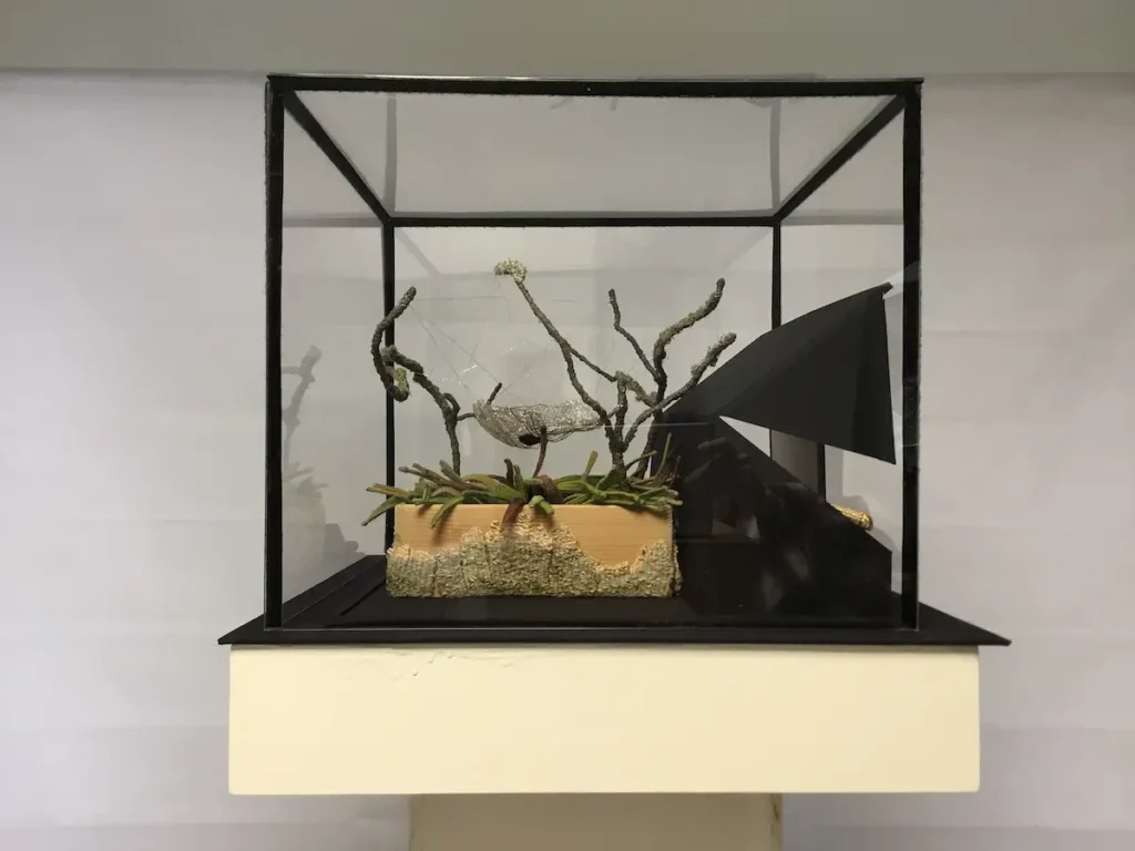 Right Side View of the Wonder Series - Sheet Weaver Money Spider fiber art by Susan Martin Maffei