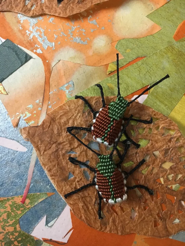 Detail 2 Japanese Beetle - Invasive fiber art by Susan Martin Maffei