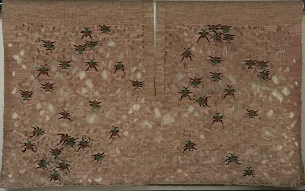 Detail 1 Japanese Beetle Invasive fiber art by Susan Martin Maffei