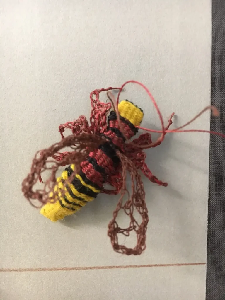 Detail 1 European Hornet - Invasive fiber art by Susan Martin Maffei