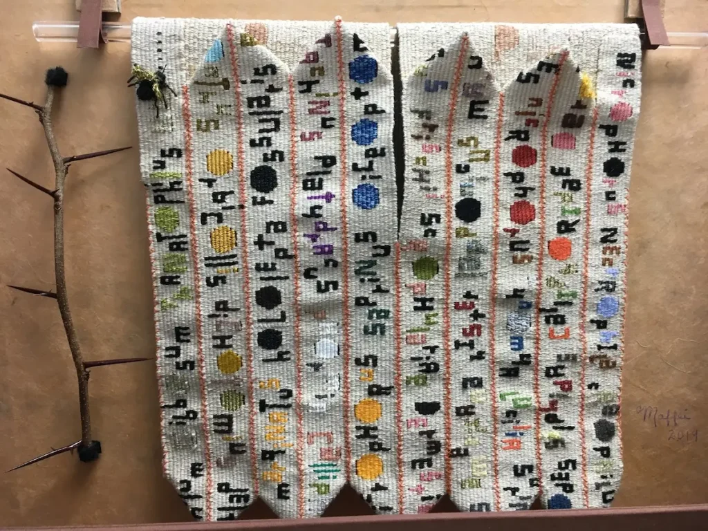 Carrion Beetles detail 2 fiber art by Susan Martin Maffei