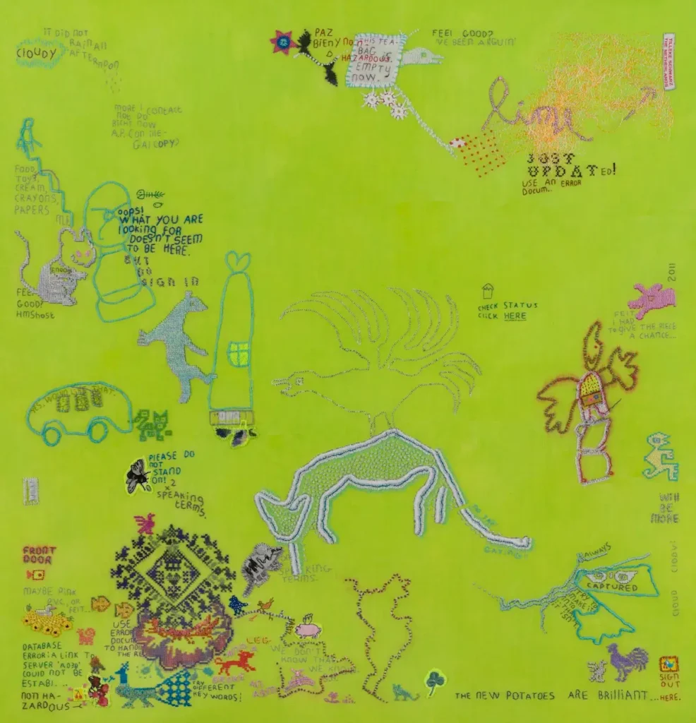 New Potatoes fiber art by Tilleke Schwarz