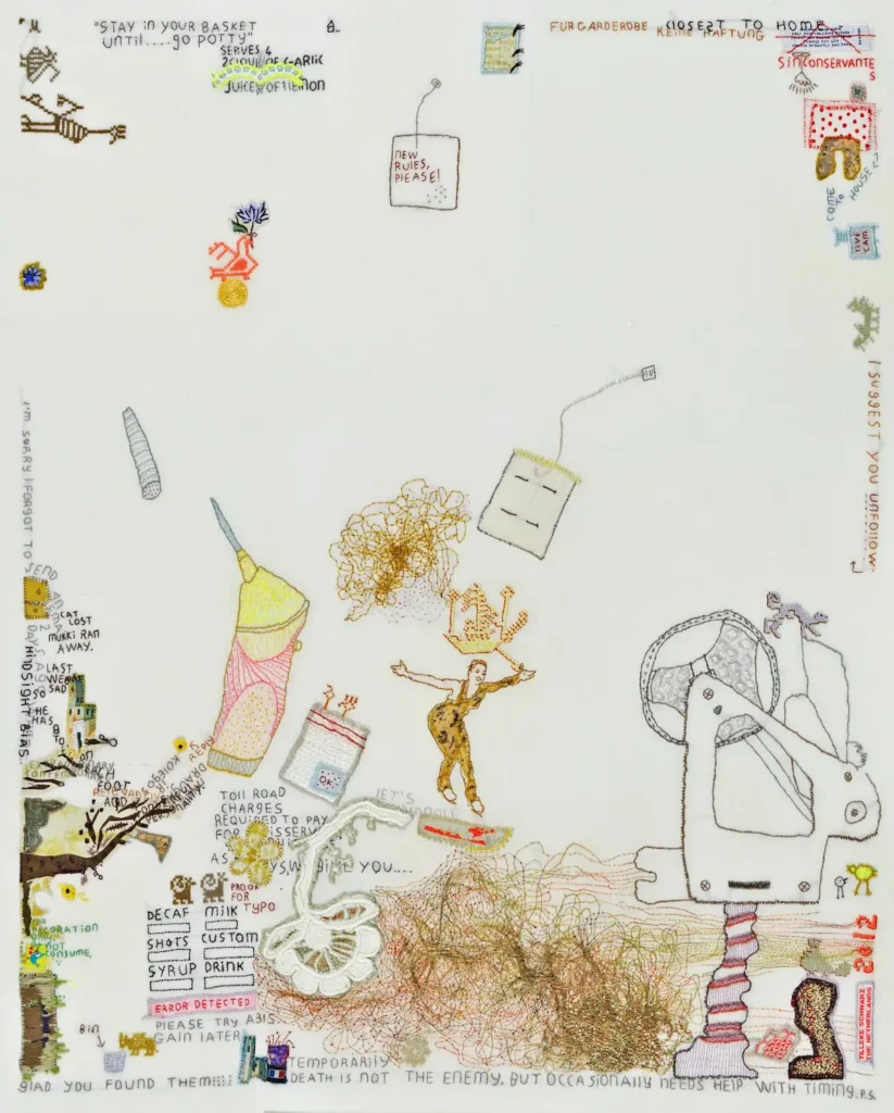 Unfollow fiber art by Tilleke Schwarz