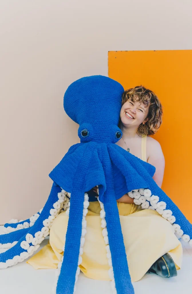 Big crochet blue octopus by Avery Tronson