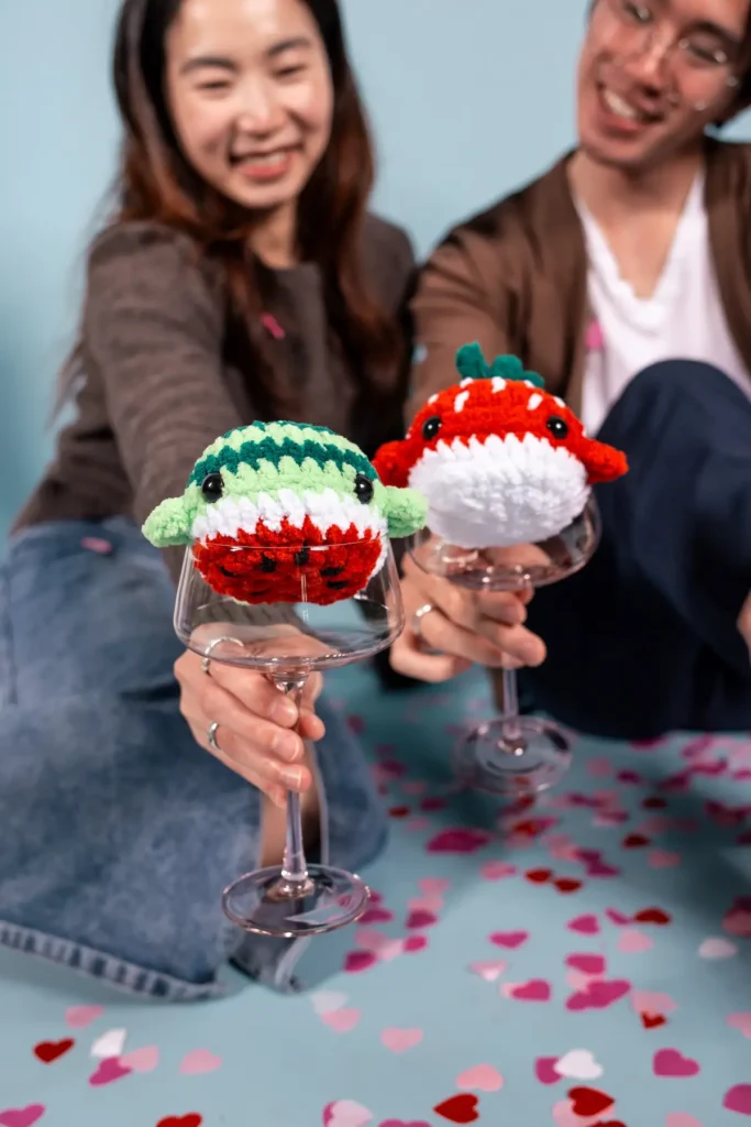 Crochet watermelon and strawberry by Avery Tronson