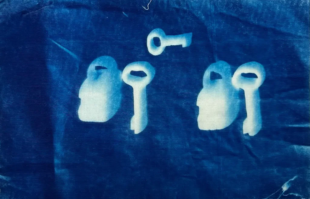 Locks and keys cyanotype