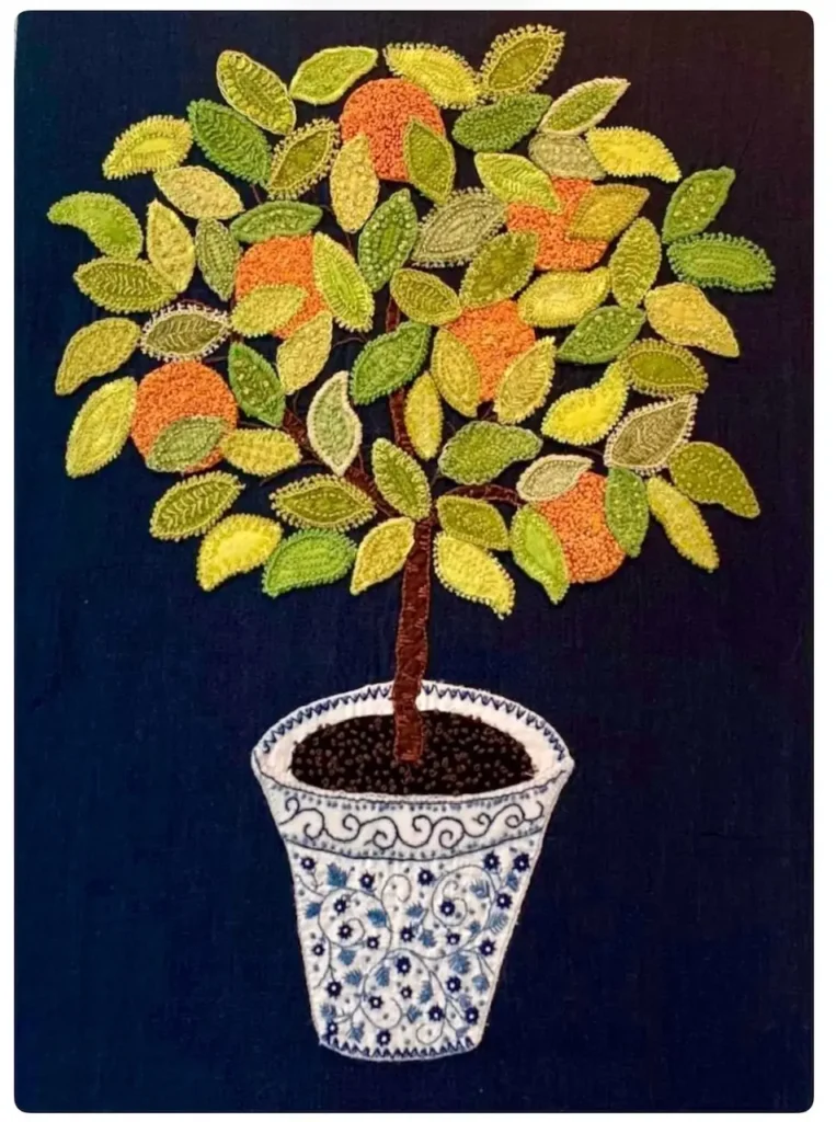 Orange Tree in Pot applique by Deborah Kemball