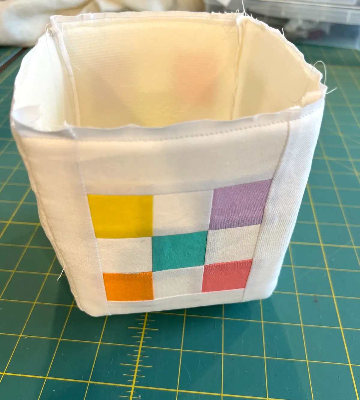 Easter Patchwork basket finished outer body of the basket