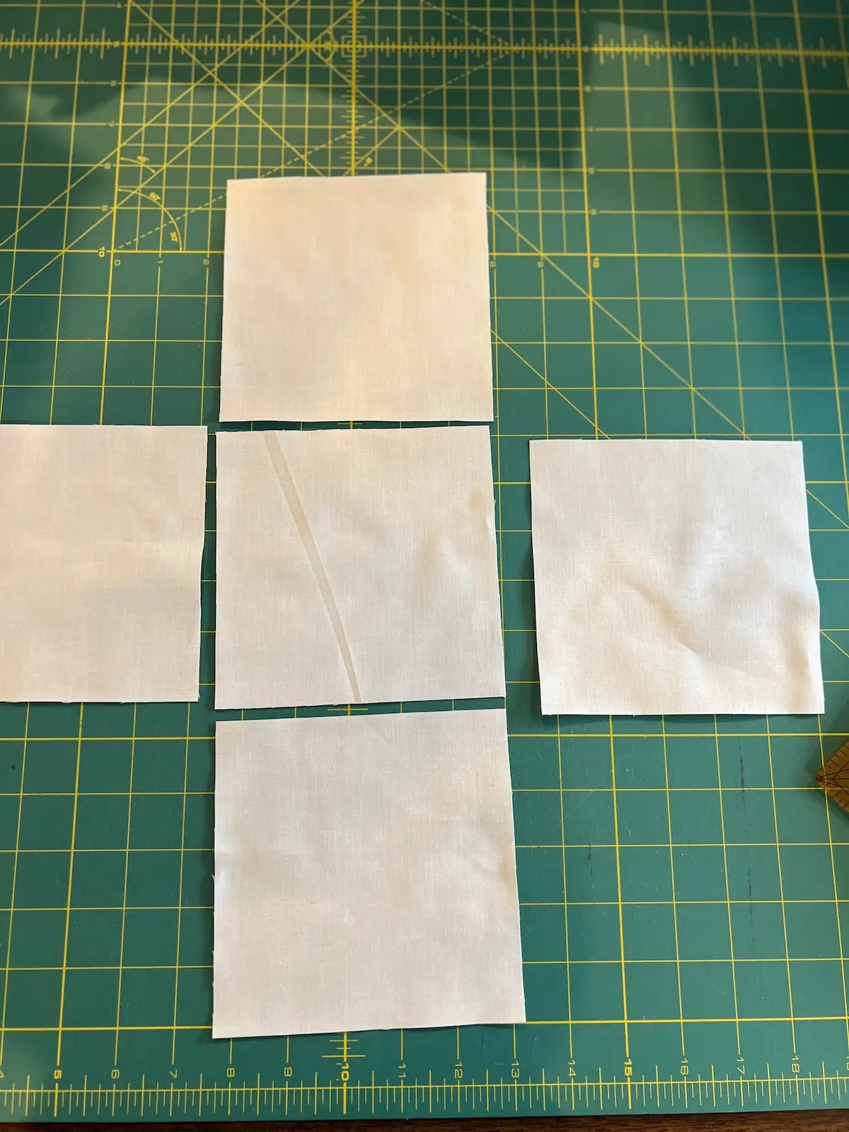 Easter Patchwork basket laying out the lining pieces