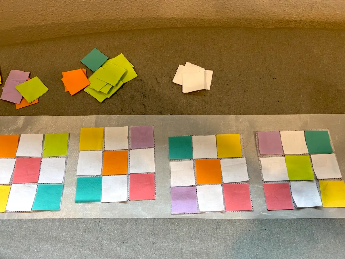 Easter Patchwork basket patchwork blocks laid out