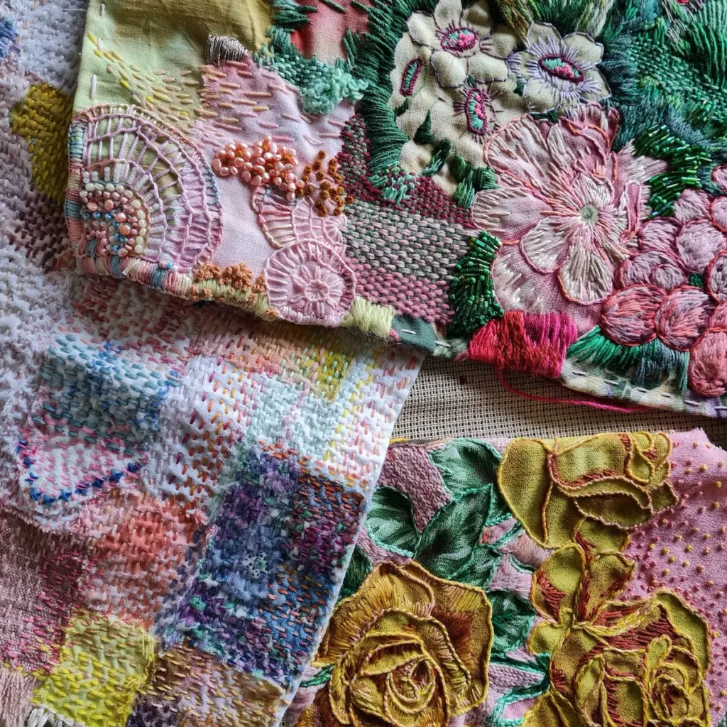 Details of three pieces by Fleur Woods