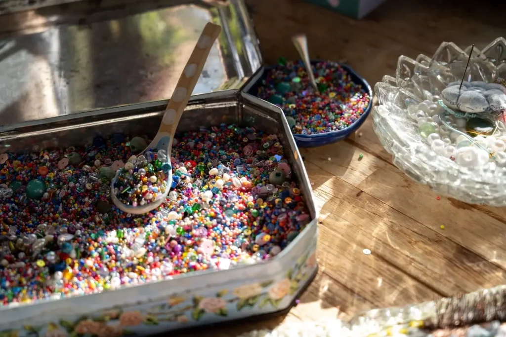 Fleur Woods bead soup in a tin container