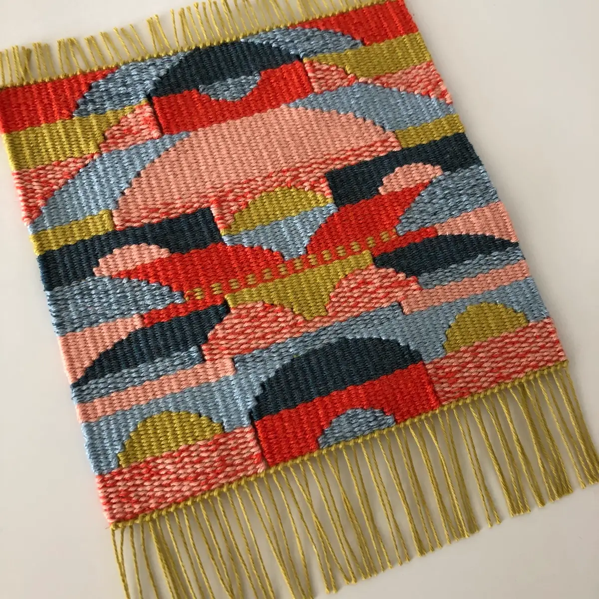 Let's Build a Block Tower weaving by Karen Fuller