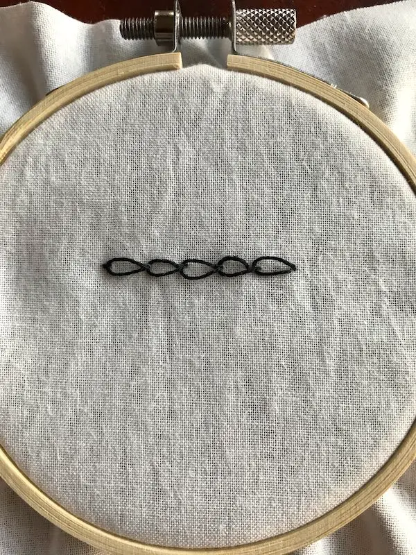 Finished chain stitch embroidery sample