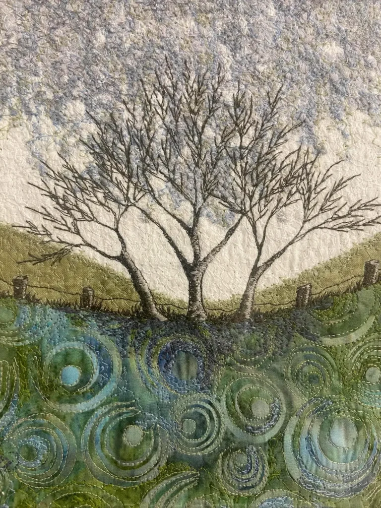 Celtic Swirl fiber art by Eileen McNulty