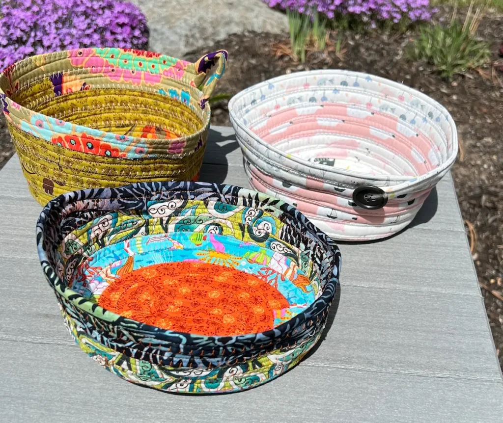 Fabric tube baskets set of three finished