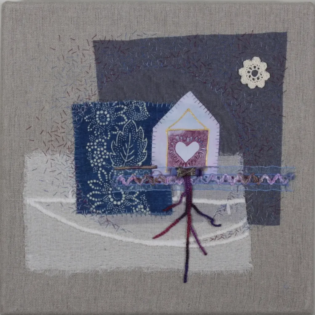 Floral Moon fiber art by Kristin LaFlamme